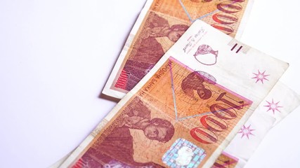 Macedonian denar banknotes in close up view