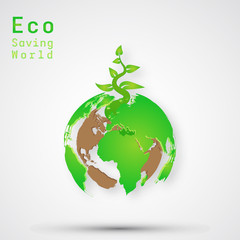 Green world tree as environment conservation , Eco and saving the earth concept , vector illustration.