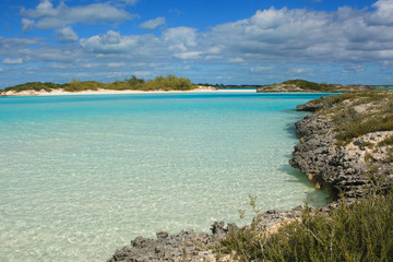 A beautiful beach bay in the Exumas island chain in the Bahamas.