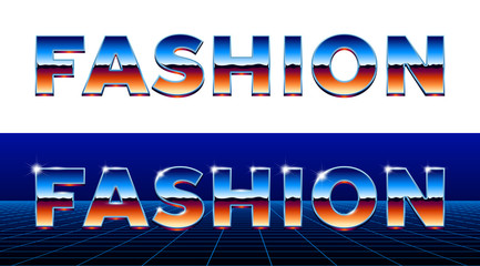 80s styled chrome fashion lettering with metallic type