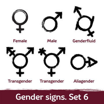 Gender signs drawn with brush. LGBT icons for sex diversity and equality of human rights