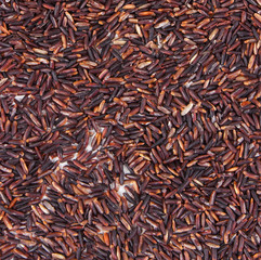 Heap of black rice as background, healthy nutrition concept, copy space for text