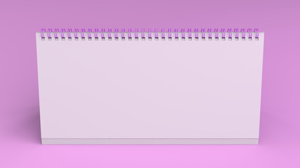 White table calendar mock-up on purple surface