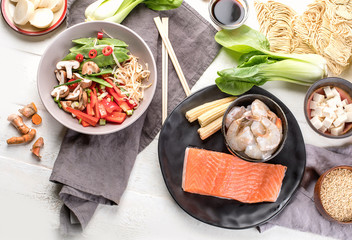 Ingredients ready  asian food preparing