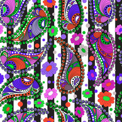 Seamless texture, endless pattern, tribal style ethnic elements paisley . Vector  traditional  ornament 