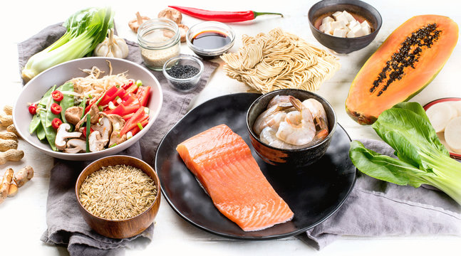 Ingredients ready  asian food preparing