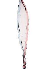 Red and blue water splash isolated on white background. Clean, color. 