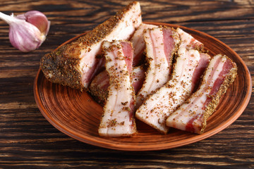 close-up of spicy air dried speck