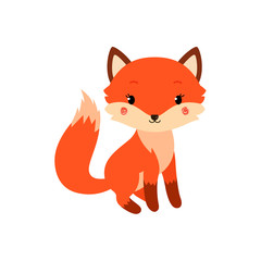 Cute cartoon fox in modern simple flat style.