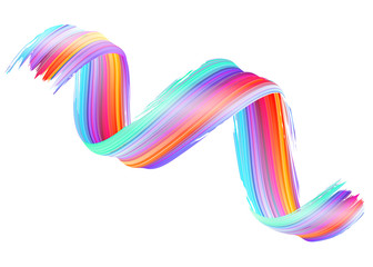 Vector 3D Paint Curl. Abstract Spiral Brush Stroke. Flowing Ribbon Shape. Digital Liquid Ink. Dynamic Artistic Wave. Isolated Background Design. Acrylic Splash Ribbon. Calligraphic Brushstroke Loop.