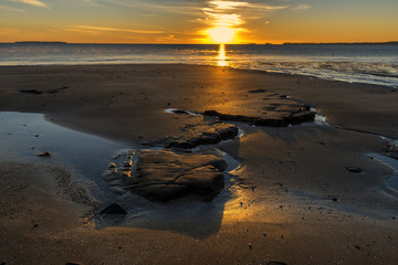 Landscape Scenery of Sunrise at Campbells Bay Beach Auckland, New Zealand
