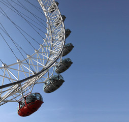 Fragment of  London Eye against blue sky