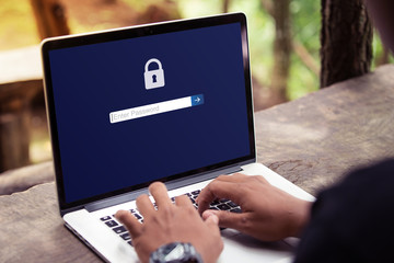 Password protected to login on the computer screen, Privacy Security Protection - 195580953