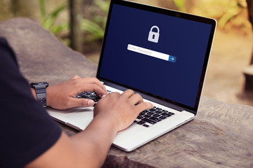 Password protected to login on the computer screen, Privacy Security Protection - 195580962