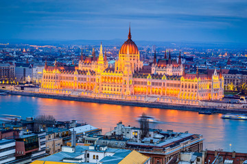 Fototapeta na wymiar Budapest, Hungary - Hungarian Parliament Building and Danube River