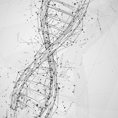vector. part of the human dna. 3d triangular abstract style. in black and white