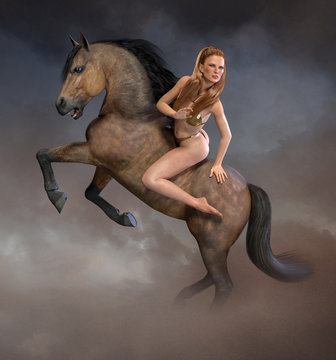 Fantasy Warrior Princess on Horseback