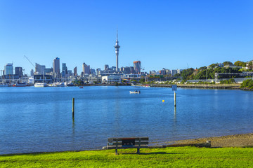 Auckland Landmark View from St Marys Bay Beach, Auckland New Zealand