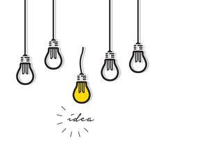 Naklejka premium Idea concept with bulb. Idea background with light bulb. Abstract creative concept background. Vector illustration.
