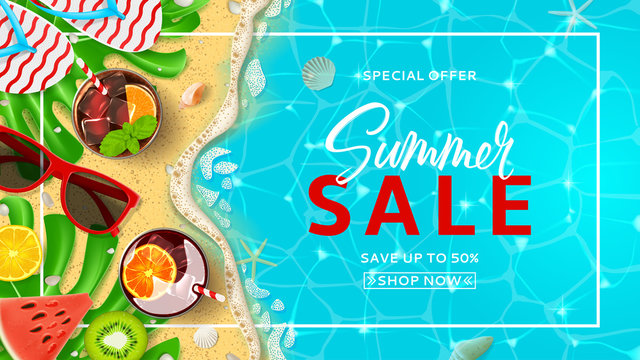 Promo web banner template for summer sale