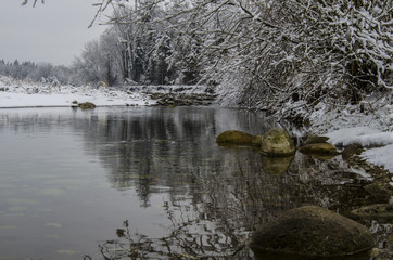rzeka w zimowej szacie 