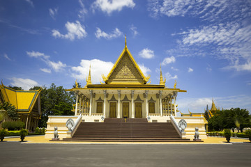 Tourism Khmer style roof architecture in Royal Palace, Phnom Penh, Cambodia, Asia.