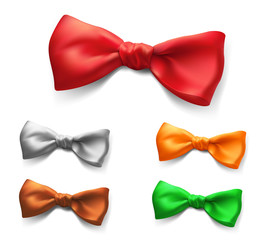 set of vector bows of different colors isolated