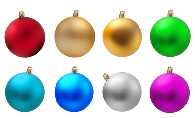Set of multi-colored vector Christmas tree toys