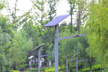 Solar street light in the park