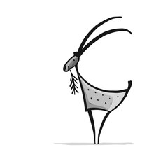 Funny goat, simple sketch for your design