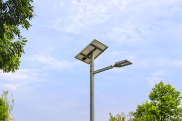 Solar street light in the park