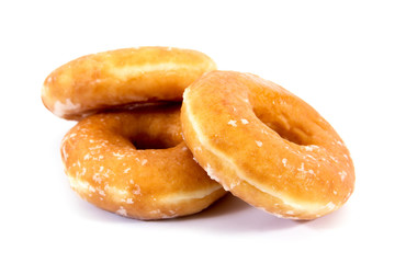 Brown donut with sugar isolated on white background