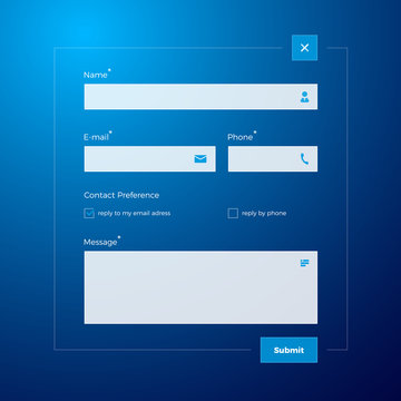 vector contact form on blue background