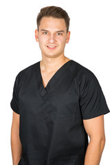 Obraz premium Young male dentist in black uniform