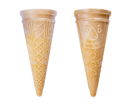 It is two ice cream cone isolated on white background