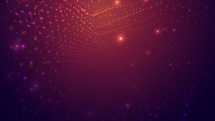 Abstract background of bright glowing particles and paths