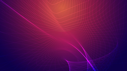 Abstract background of bright glowing particles and paths