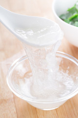 Extract of aloe vera plant. Fresh aloe vera leaves with aloe vera juice