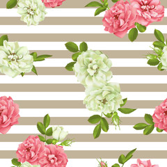 Obraz premium Realistic vector pink rose. 3d seamless roses