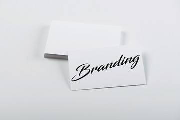 Business card concept with the word Branding. Isolated. Mockup.