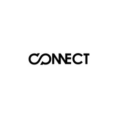 Connect Logo. Text Connect Logo design Template. Black Logo Design Template