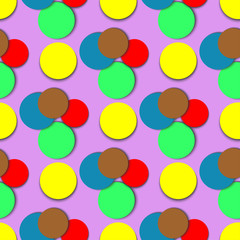 Seamless pattern. It consists of circles of different bright colors and shadows