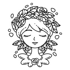 Girl with flower in hair.