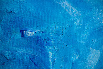 Naklejka premium Abstract acryllic blue texture on material canvas hand painted background