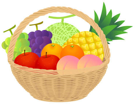 カゴ盛り合わせ 夏のフルーツ01 Stock イラスト Adobe Stock