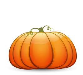 A large festive pumpkin.