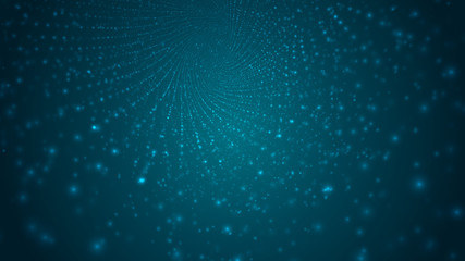Abstract background of bright glowing particles and paths.