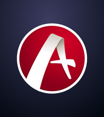 Fototapeta premium modern and minimal ribbon style initial logo in red background