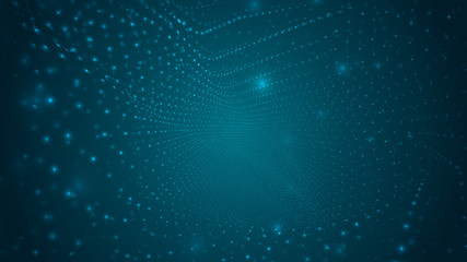Abstract background of bright glowing particles and paths