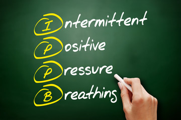 IPPB - Intermittent Positive Pressure breathing acronym, concept on blackboard